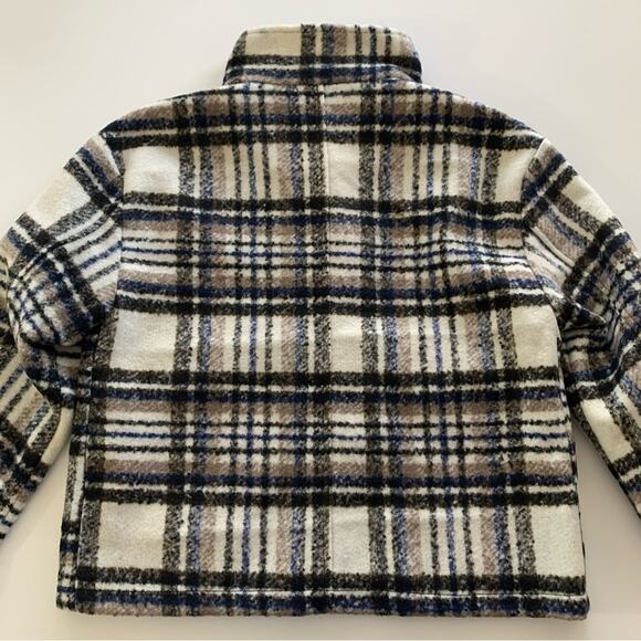 Avec Les Filles Brushed Plaid Bone & Black Oversized Button Up Coat Jacket M - Picture 8 of 11